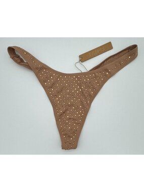 SKIMS Kim Kardashian Sparkle Thong Swarovski Crystal Sienna Brown Women's 2X